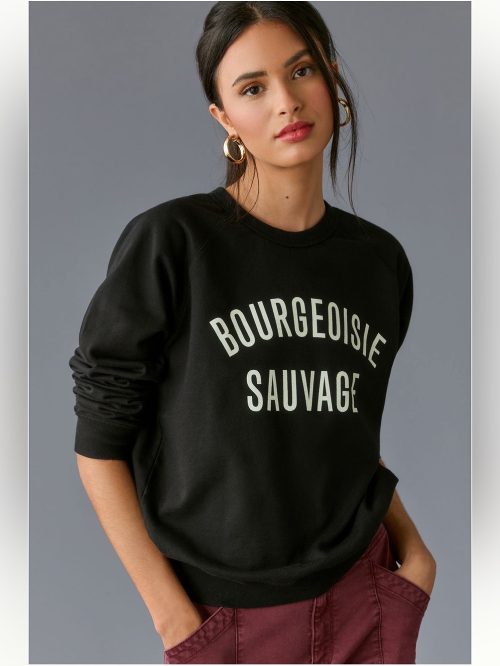 NWT Clare V Bourgeoisie Sauvage Crewneck Sweatshirt Black Size S